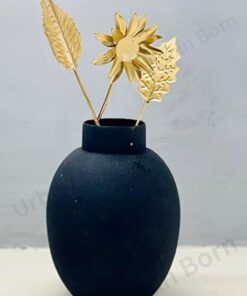 Urban Born Metal Flower vase for Home Decor and Living Room Vintage Decor Antique Decor and vase for Home décor |Textured Black (Small)