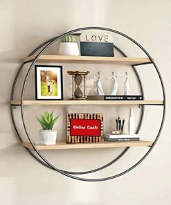 Onlinecraft Matte Finish Wood Wall Shelf (Black, Brown, L 50 x W 15 x H 50 cm) , Set of 1
