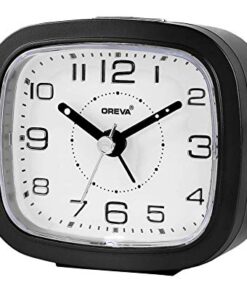 OREVA Alarm Table Clock with LED and 4 Step Buzzer Sound (Black Body White LED, 9.4 cm x 3.9 cm x 8.5 cm, AA3507)