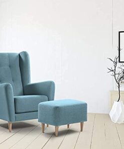 A to Z Furniture Wing Chair for Living Room Bedroom High Back Arm Chair Cushioned Lounge Chair Single Seater Sofa |Luxury Rest Chair Arm Chair (Light Blue)