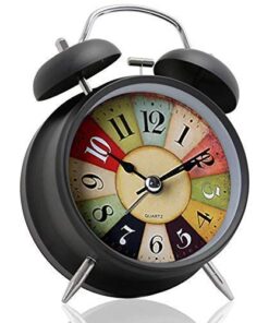 Vintage Twin Bell Table Alarm Clock with Nightlight for Home Office Bedroom Study Table