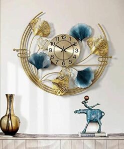 Home and Bazaar Welson Time Floral Decorative Iron Metal Hanging Wall Clock for Farm House / Living Room / Bedroom / Hall / Dining Hall - (20 x 1 x 20 Inch)