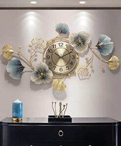 Home and Bazaar Tanner Time Floral Decorative Iron Metal Hanging Wall Clock for Farm House / Living Room / Bedroom / Hall / Dining Hall - (34 x 2 x 20 Inch)
