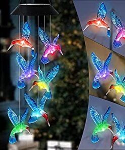 The Home Remedy Humming Bird Solar Power Outdoor Wind Chime | Home & Balcony Decoration | Gift Item | Feng Shui | Waterproof | Positive Energy Items for Home | Blue