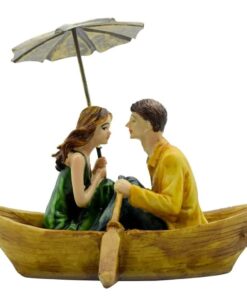 Romantic Love Boat Couple with Umbrella Gift Decorative Showpiece Valentine Day Wedding Anniversary