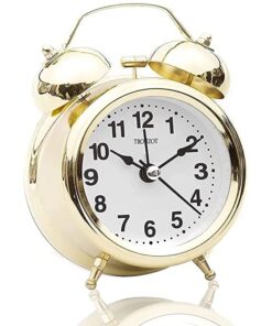 Maa Venture Twin Golden Bell Table Top Alarm Clock with Night LED Light Display Alarm Clock for Bedroom Heavy Sleepers Kids and Students for Heavy Sleepers Bedroom(Golden Vintage)