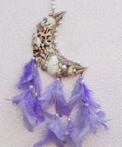 Unknown Yuvicreations, Moon Shape, Sea Shell Dream Catcher, Fine Quality Feathers. Lavender(Pack Of 1)