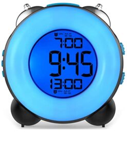 Banne Loud Alarm Clock Optional Alarm Dual Alarm Setting Snooze Function Night Light Bedside Battery Powered Clock (Black)