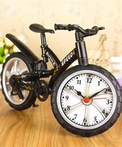 Emerge Plastic Miniature Bicycle Shape Wake Up Time Display Alarm Clock (Black, 14.5 x 25 x 1.5 cm)