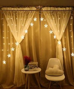 Infiprises 136 Led 16 Star Curtain Lights, Fairy Lights with 8 Flashing Modes for Home Decoration, Lights, Decorative Lights, Diwali Lights, Decoration Lights, String Lights, Christmas (Warm White)
