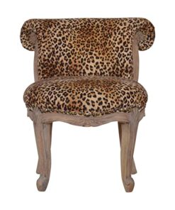 Artisan Furniture Chair, Wood, Sunbleach, Leopard Print Fabric, One Size