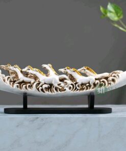 Shri Handicrafts 15" Decorative Resin 7 Horse Tusk Showpiece for Home Decoration (White)