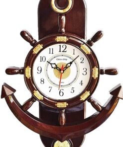 Click n ship Pendulum Plastic Wall Clock for Home (Size 36cm 27cm 7cm) (Brown, Small) (Brown)