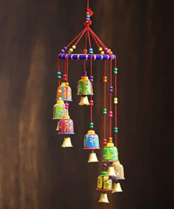 eCraftIndia handicrafted Decorative Wall/Door/Window Hanging Bells Wind Chimes Showpiece for Home Decor, Wall Decor, Pooja Room Temple, Diwali Gift, Corporate Gift
