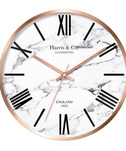 Harris & Co. Clockmasters Metal Wall Clock (12 inch, White)