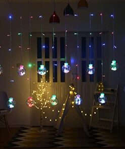 Natchcart Led 3M 12 Balls Curtain String Lights with 8 Flashing Modes for Diwali, Home Decoration, Christmas, Wedding, Party, Home, Patio, Lawn (Ball-Multi)