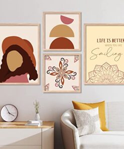 KOTART Modern Wall Paintings with Frame for Home Decoration - Painting for Living Room Bedroom Home - Framed Wall Hangings ( 10.5 x 13.5 inch, Multicolor ) Set of 4 (Beige)