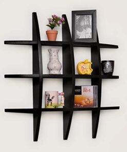 Lenakel Sizkon Beautiful Wooden Wall Shelf Rack Globe Shape Storage Wall Shelves | Home Decor Wall Mount Shelf for Living Room (Black)