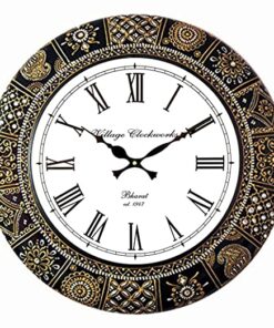 RoyalsCart Floral Design Painting Wooden Antique Analog Wall Clock for Home, Office, School, Gym, Shop and Gifting || Clock Size - 40 cm x 40 cm [16 x 16 inches] [KTWC281]
