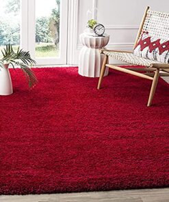 Sifa Carpet Hand Woven Modern Shaggy Carpets with 2Inch Pile Height Red Color 5x7 Feet