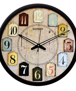 Amazon Brand - Solimo 12-inch Contemporary Plastic & Glass Wall Clock - Designer (Silent Movement, Black Frame)