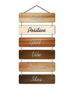 Artvibes Designer Wooden Wall Hanger , MDF Wood, Decorative, for Home Decor, Office (WH_3204N, Multicolour, Motivational) - Set of 6