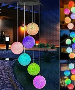 ANH MART Solar Wind Chime Light - Color Changing Crystal Ball Solar Wind Chimes Outdoor Decoration Lights with Waterproof LED Wind Chime Solar Light for Garden, Patio, Holiday Deco Gift Pack of - (1)