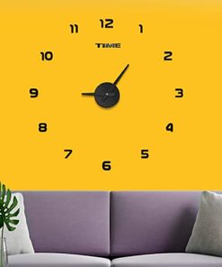 Kurtzy Sticker Wall Clock-Plastic EVA Foam DIY Creative Abstract 3D Frameless Analogue with Acrylic Mirror and Adhesive Stickers for Living Room,Bed Room,Wall Decor-Adjustable Size(40cm to 80cm)-Black