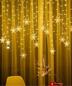 Quace Window Lights 20 Snowflakes Curtain Fairy Light Xmas Decoration for Indoor Party Bedroom (Warm White)
