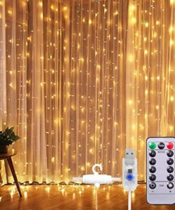 Desidiya ® 8 Modes Curtain Lights 300 LEDs 10 Fairy Light 3Mtr Each Indoor/Outdoor Decoration for Diwali, Christmas, Wedding, Party, Home, Patio Lawn with Remote and USB Power Supply (Warm White)