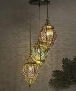 Homesake Home Decor Hanging Light, Pendant Ceiling Lights for Home Decoration, Home Decor Items for Living Room, Wall Lights, Antique Home Decor, Jhumar Lighting for Home, Diwali Decoration Items For Home Decor - (Golden)