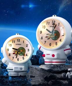 RIANZ Outer Space Astronaut Night Light Table Alarm Clock for Kids and Adults – with Two Different Alarm Tones (Multi Color)