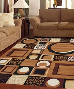 Moin Carpets Acrylic Wool Geometric Carpets for Living Room and Home 5 x 7 Feet (150 X 200 cm) Brown