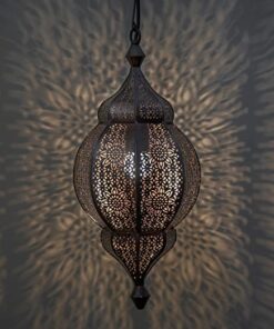 Homesake Classic Moroccan Orb Hanging Lamp, Antique Copper Hanging Pendant Light.(DC)