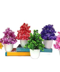 AKP Artificial Plants with Pot for Home Decoration Small Size ( Pack of 6 ) (Round Pot)