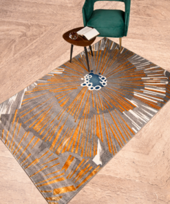 Rays of Gold Swirl Floor Rug (5x7.5 Feet)