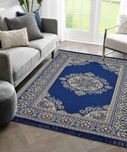 Sparrow World Designer Superfine Exclusive Cotton Carpet | Rug | Living Room | Bedroom | Hall | School | Temple | Bedside Runner | (Blue, 6X9 Feet)