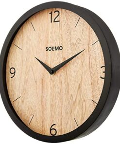 Amazon Brand - Solimo 12 inch Plastic & Glass Wall Clock - Paramount Paneling (Silent Movement, Black Frame)