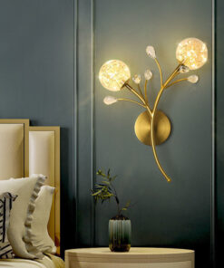 FAIRY STRING DUAL GLASS BALL WALL LIGHT METAL - GOLD WARM WHITE