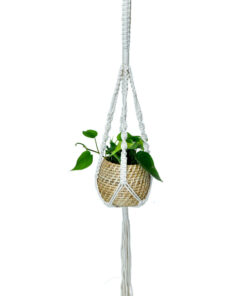 Natural Cane Handmade Planter with Macramé for Hanging