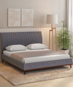 Alonso Upholstered King Size Bed in Dark Grey Colour