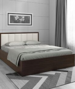 Arctic Queen Size Upholstered Bed with Storage in Choco Walnut Finish