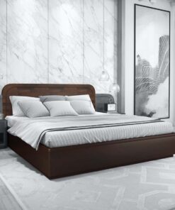 Bolton Queen Size Bed with Hydraulic Storage In Brown Finish
