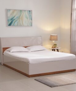 Catalina Queen Size Bed with Storage in Natural Teak Wood Finish