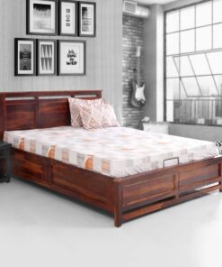 Catherine Queen Bed With Hydraulic Storage in Walnut Finish