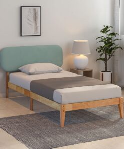 Clara Upholstered Single Size Bed In Natural Finish