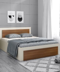 Dimora Queen Size Bed with Hydraulic Storage in Frosty White Colour