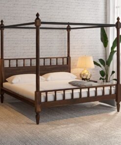 Drusilla Solid Wood Queen Size Poster Bed In Provincial Teak Finish