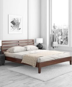 Fern Queen Size Bed in Walnut Brown Matte Finish