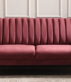Fidel 3 Seater Velvet Sofa In Wine Red Colour